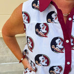 {FINAL SALE} FSU Seminole White Tiered Sleeveless Dress - The Pink Pineapple 850