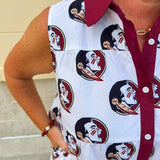 {FINAL SALE} FSU Seminole White Tiered Sleeveless Dress - The Pink Pineapple 850