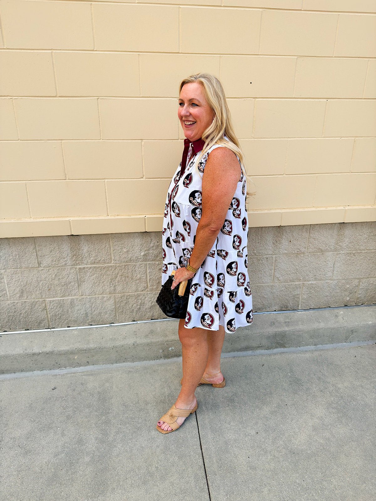 {FINAL SALE} FSU Seminole White Tiered Sleeveless Dress - The Pink Pineapple 850