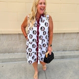 {FINAL SALE} FSU Seminole White Tiered Sleeveless Dress - The Pink Pineapple 850