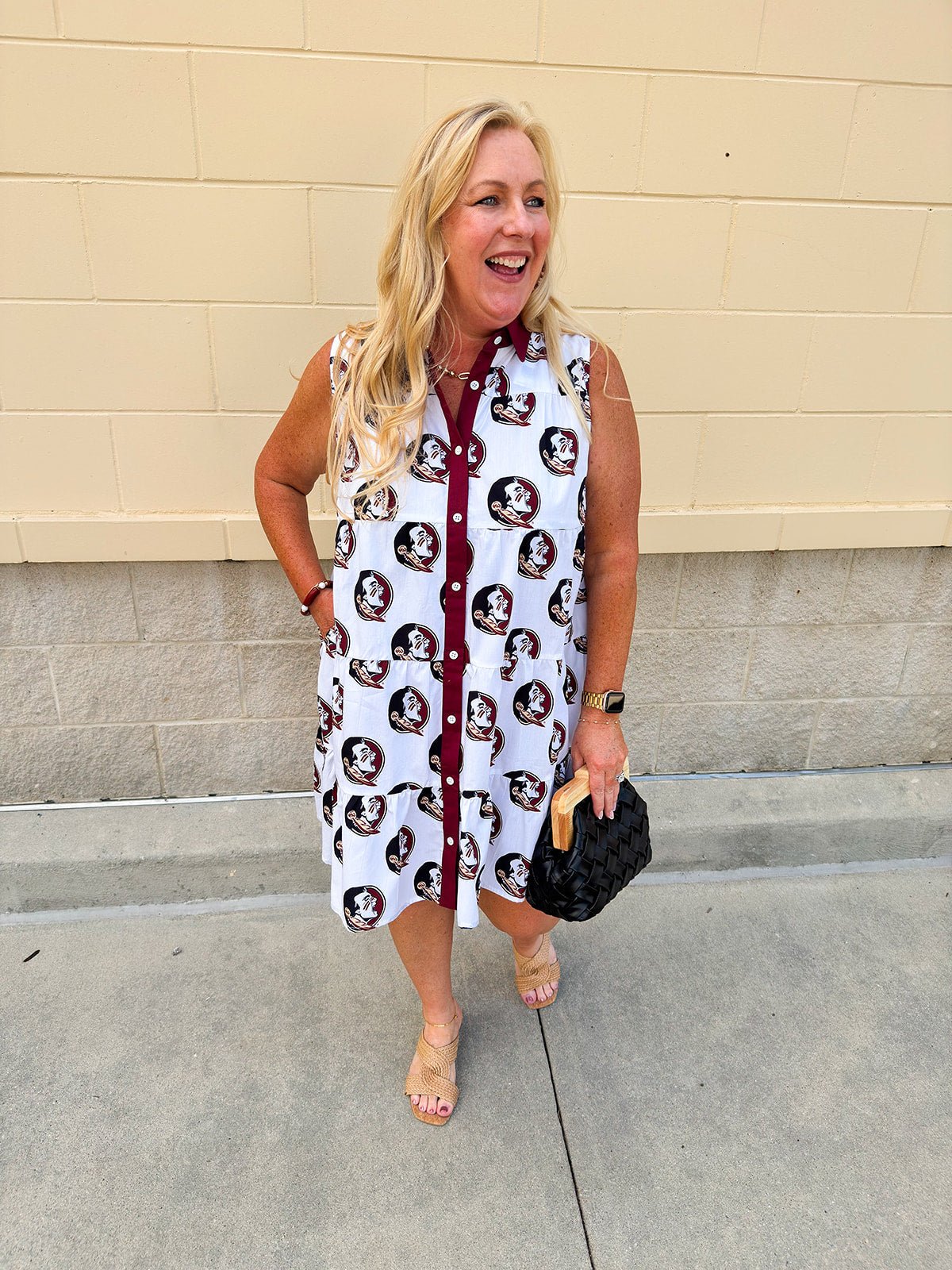 {FINAL SALE} FSU Seminole White Tiered Sleeveless Dress - The Pink Pineapple 850