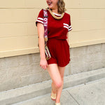 {FINAL SALE} Game Ready Contrast Trim Romper - The Pink Pineapple 850