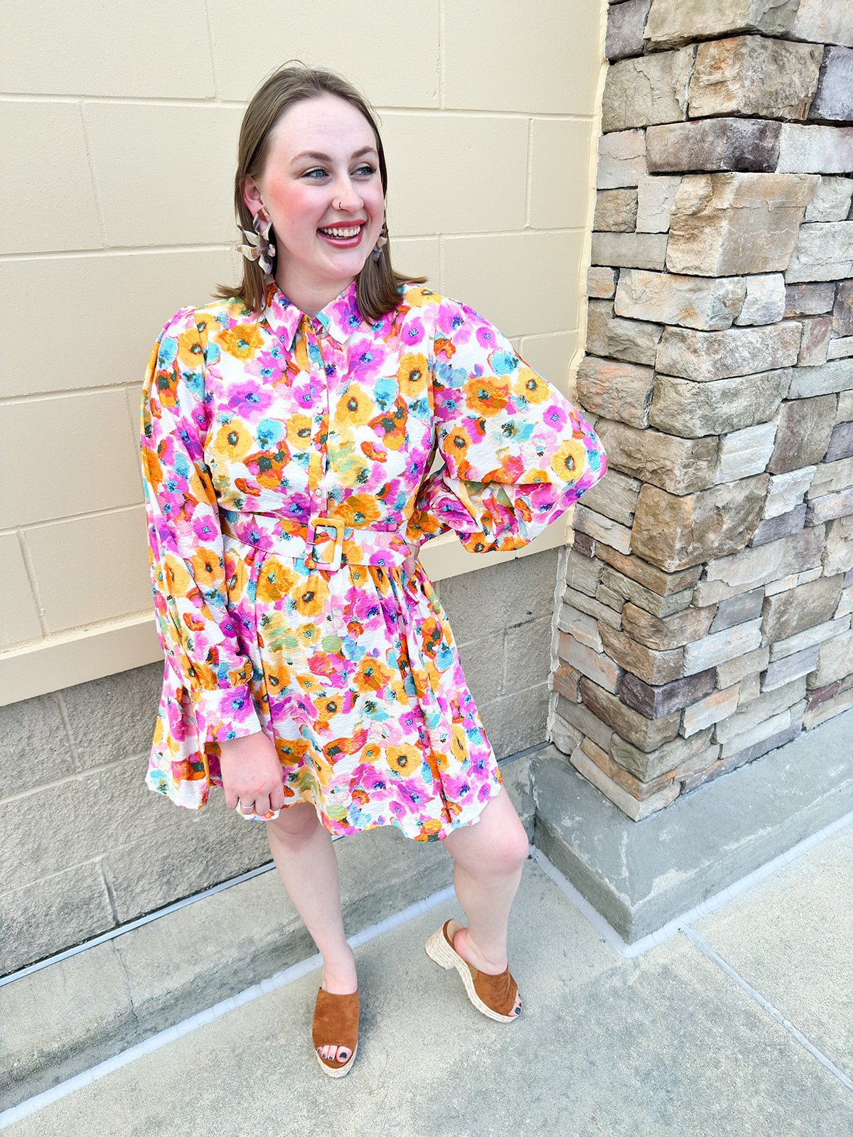 {FINAL SALE} Garden Gathering Shirt Dress - The Pink Pineapple 850