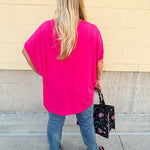 {FINAL SALE} Happy Hour Dolman Sleeve Top in Hot Pink - The Pink Pineapple 850