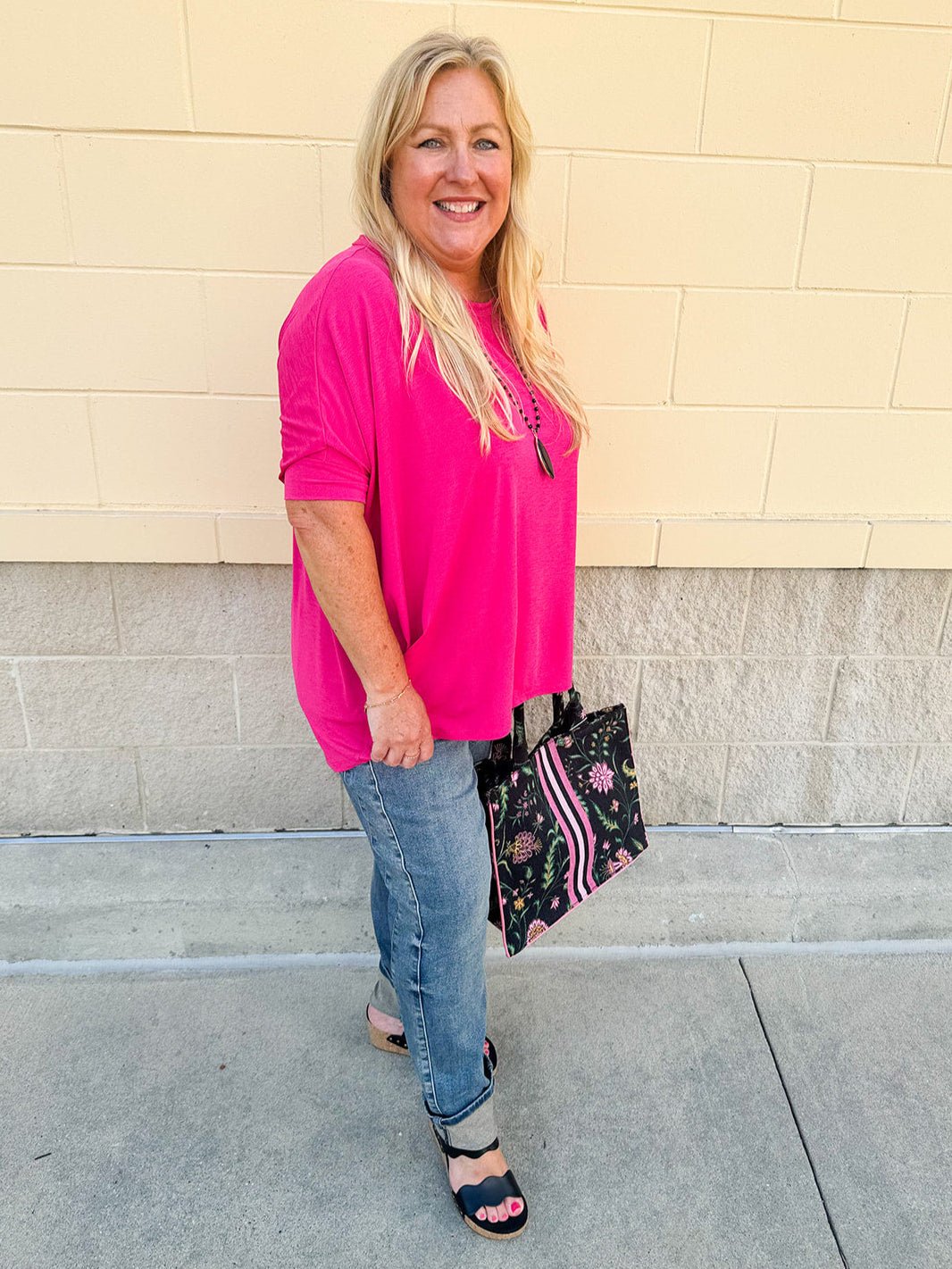 {FINAL SALE} Happy Hour Dolman Sleeve Top in Hot Pink - The Pink Pineapple 850