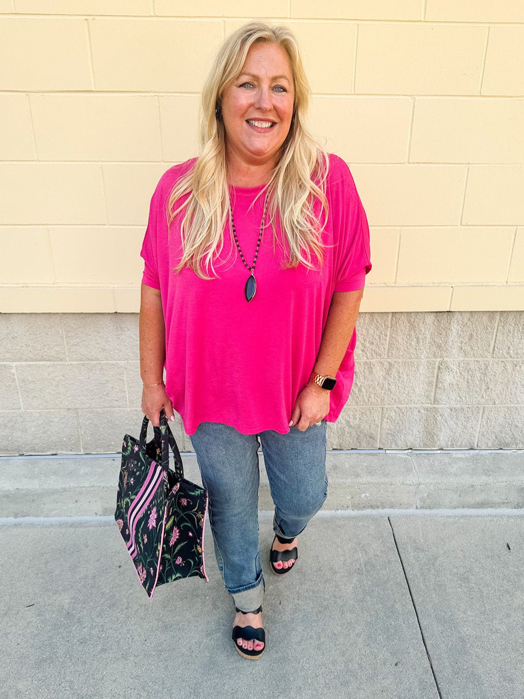 {FINAL SALE} Happy Hour Dolman Sleeve Top in Hot Pink - The Pink Pineapple 850