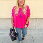 {FINAL SALE} Happy Hour Dolman Sleeve Top in Hot Pink - The Pink Pineapple 850