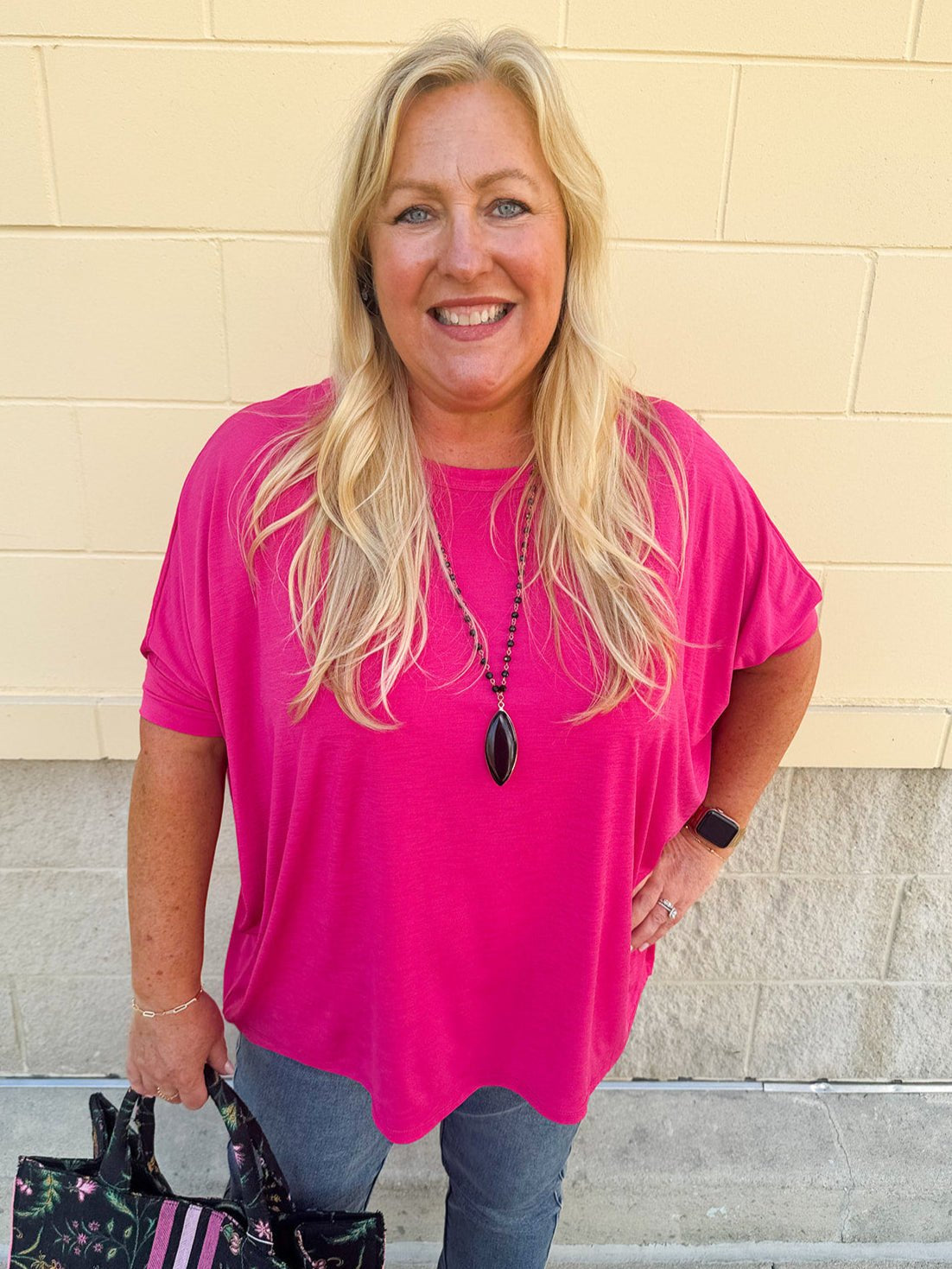 {FINAL SALE} Happy Hour Dolman Sleeve Top in Hot Pink - The Pink Pineapple 850