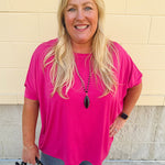 {FINAL SALE} Happy Hour Dolman Sleeve Top in Hot Pink - The Pink Pineapple 850