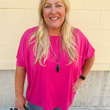 {FINAL SALE} Happy Hour Dolman Sleeve Top in Hot Pink - The Pink Pineapple 850
