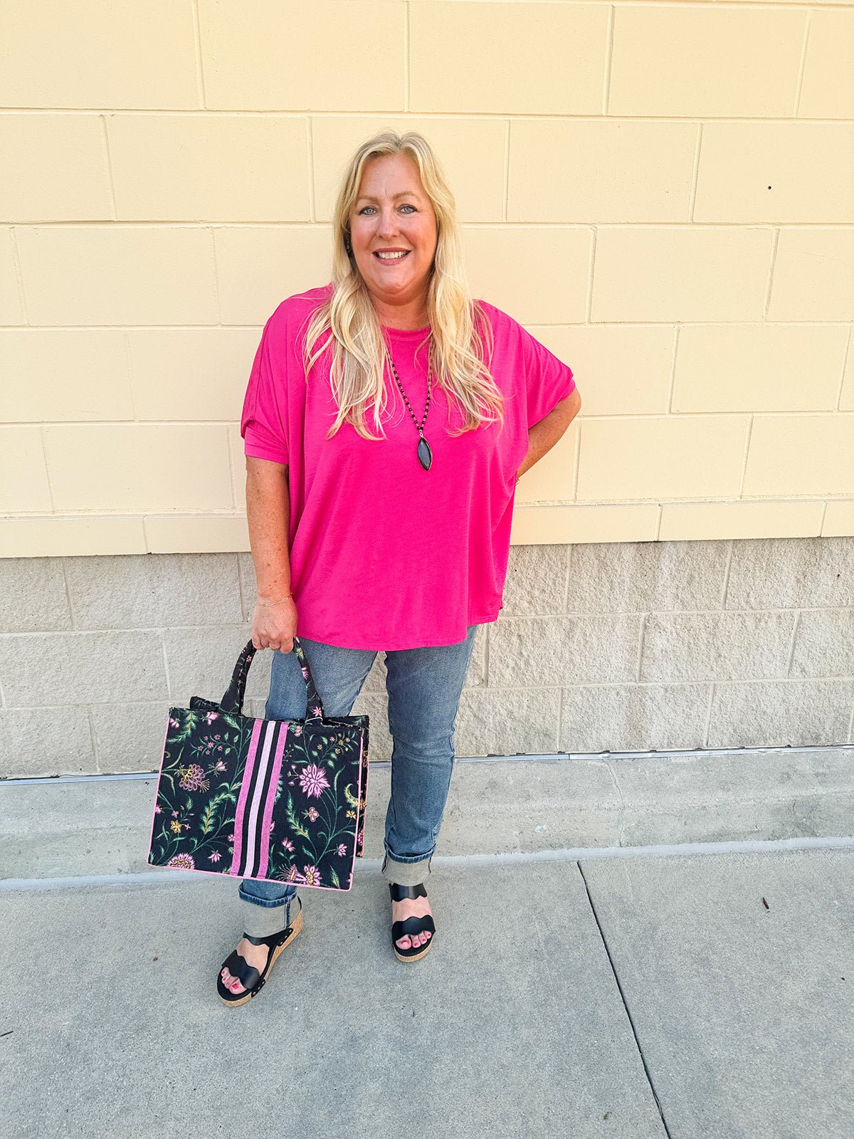 {FINAL SALE} Happy Hour Dolman Sleeve Top in Hot Pink - The Pink Pineapple 850