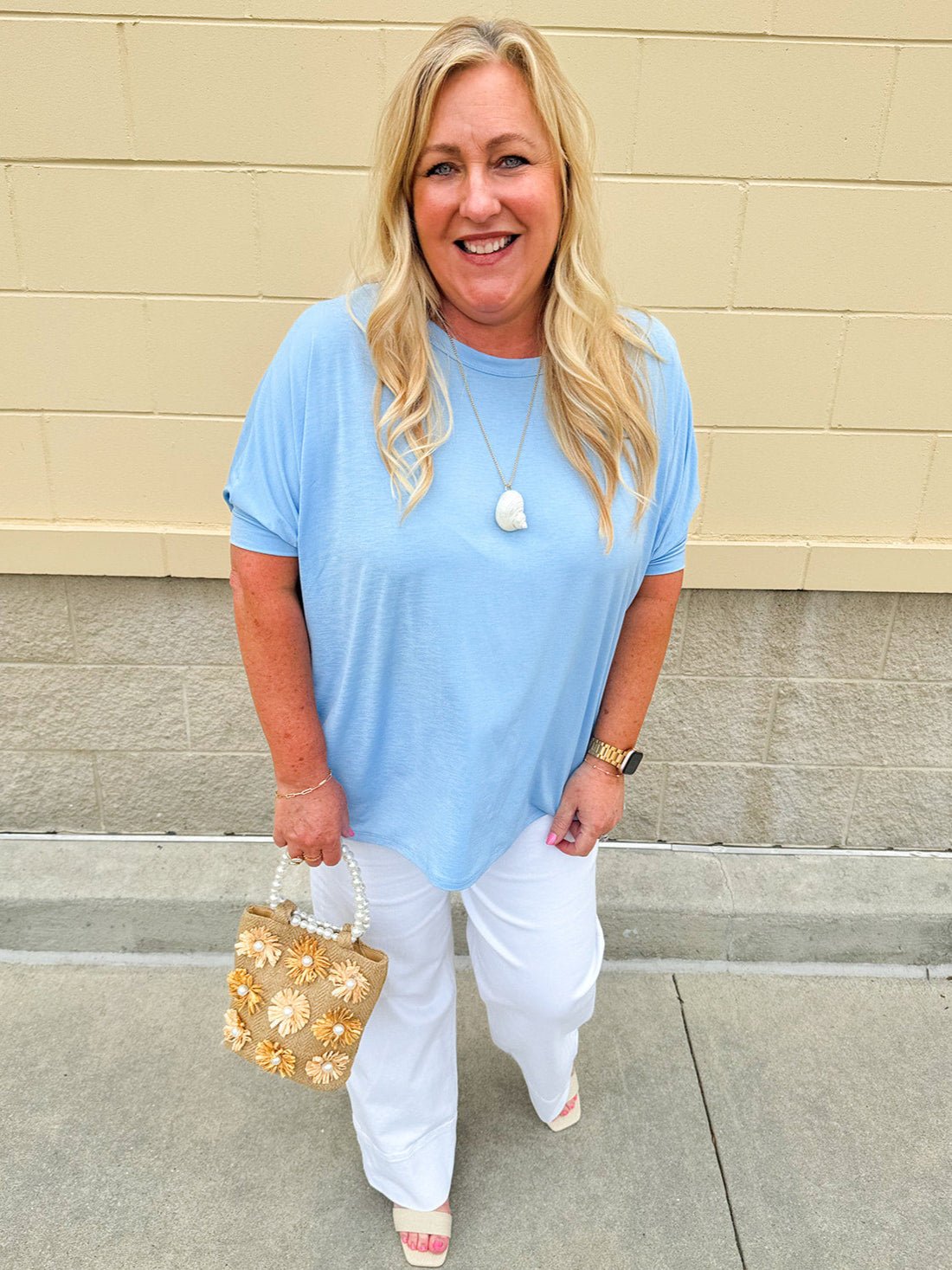 {FINAL SALE} Happy Hour Dolman Sleeve Top in Sky Blue - The Pink Pineapple 850