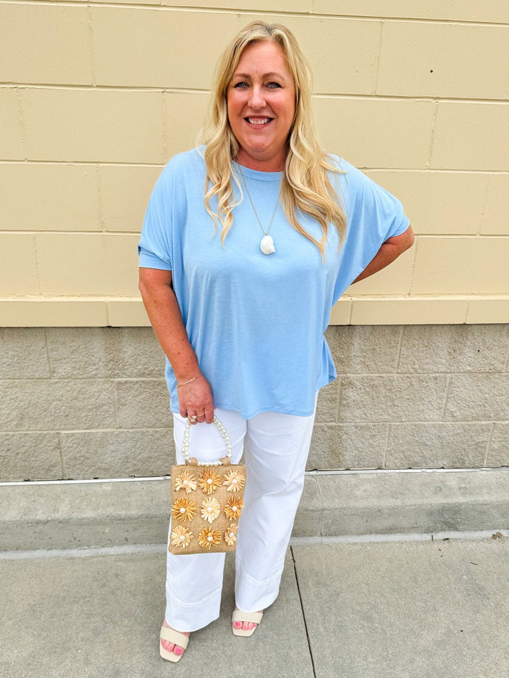 {FINAL SALE} Happy Hour Dolman Sleeve Top in Sky Blue - The Pink Pineapple 850