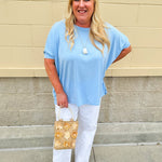 {FINAL SALE} Happy Hour Dolman Sleeve Top in Sky Blue - The Pink Pineapple 850
