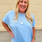 {FINAL SALE} Happy Hour Dolman Sleeve Top in Sky Blue - The Pink Pineapple 850