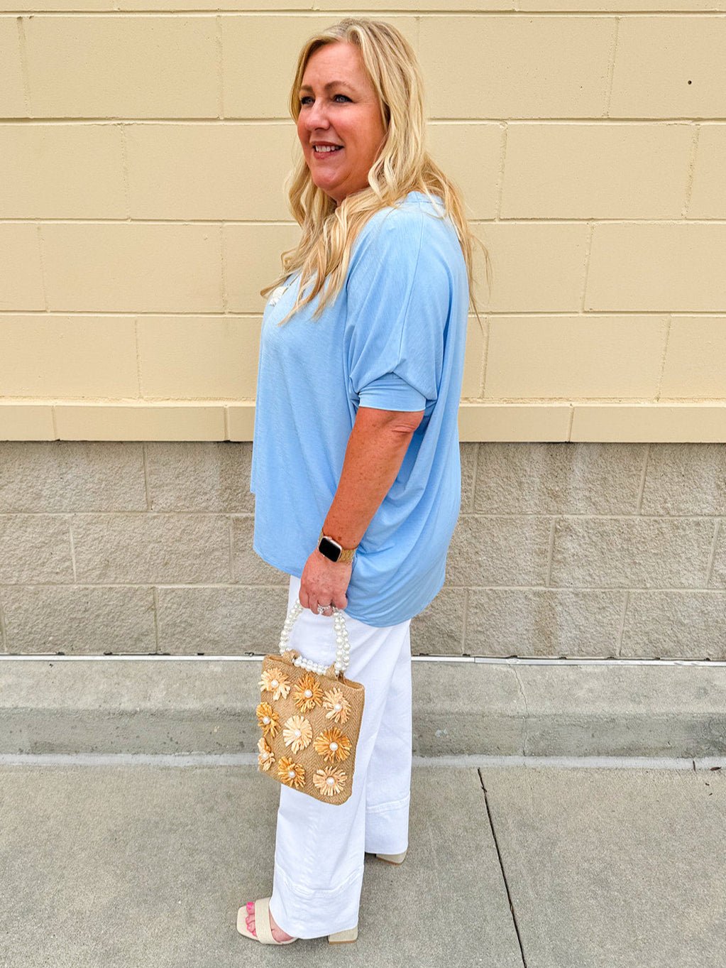 {FINAL SALE} Happy Hour Dolman Sleeve Top in Sky Blue - The Pink Pineapple 850