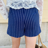 {FINAL SALE} Harbor Stripe Navy Linen Shorts - The Pink Pineapple 850