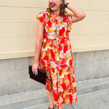 {FINAL SALE} Harvest Bloom Collared Midi Dress - The Pink Pineapple 850