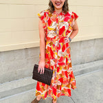 {FINAL SALE} Harvest Bloom Collared Midi Dress - The Pink Pineapple 850