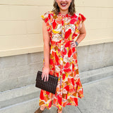 {FINAL SALE} Harvest Bloom Collared Midi Dress - The Pink Pineapple 850