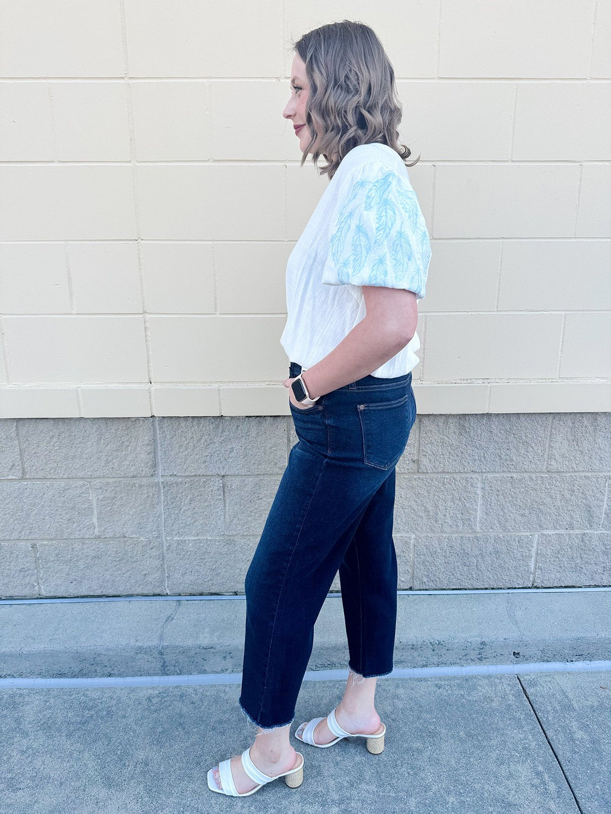 {FINAL SALE} [Judy Blue] Sadie High Rise Cropped Fringe Wide Leg Jeans - The Pink Pineapple 850