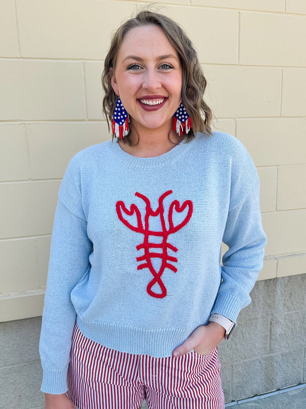 {FINAL SALE} Lobster Lounge Knit Sweater - The Pink Pineapple 850