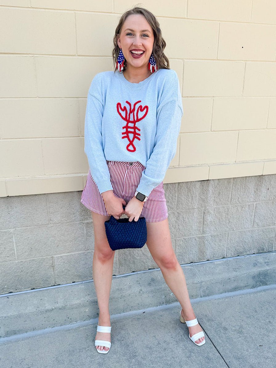 {FINAL SALE} Lobster Lounge Knit Sweater - The Pink Pineapple 850