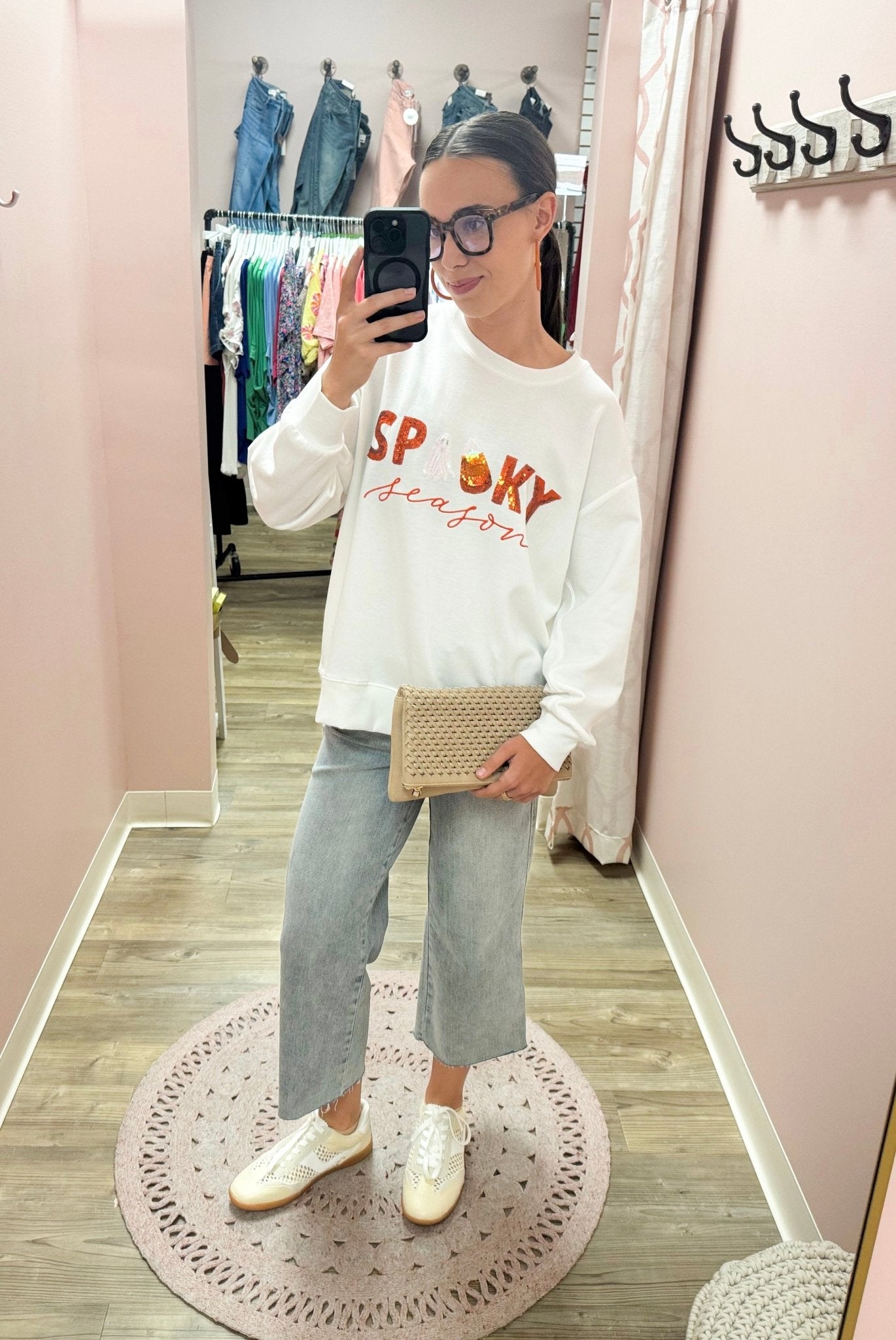 {FINAL SALE} [Mary Square] Sarah Spooky Season Sweatshirt - The Pink Pineapple 850