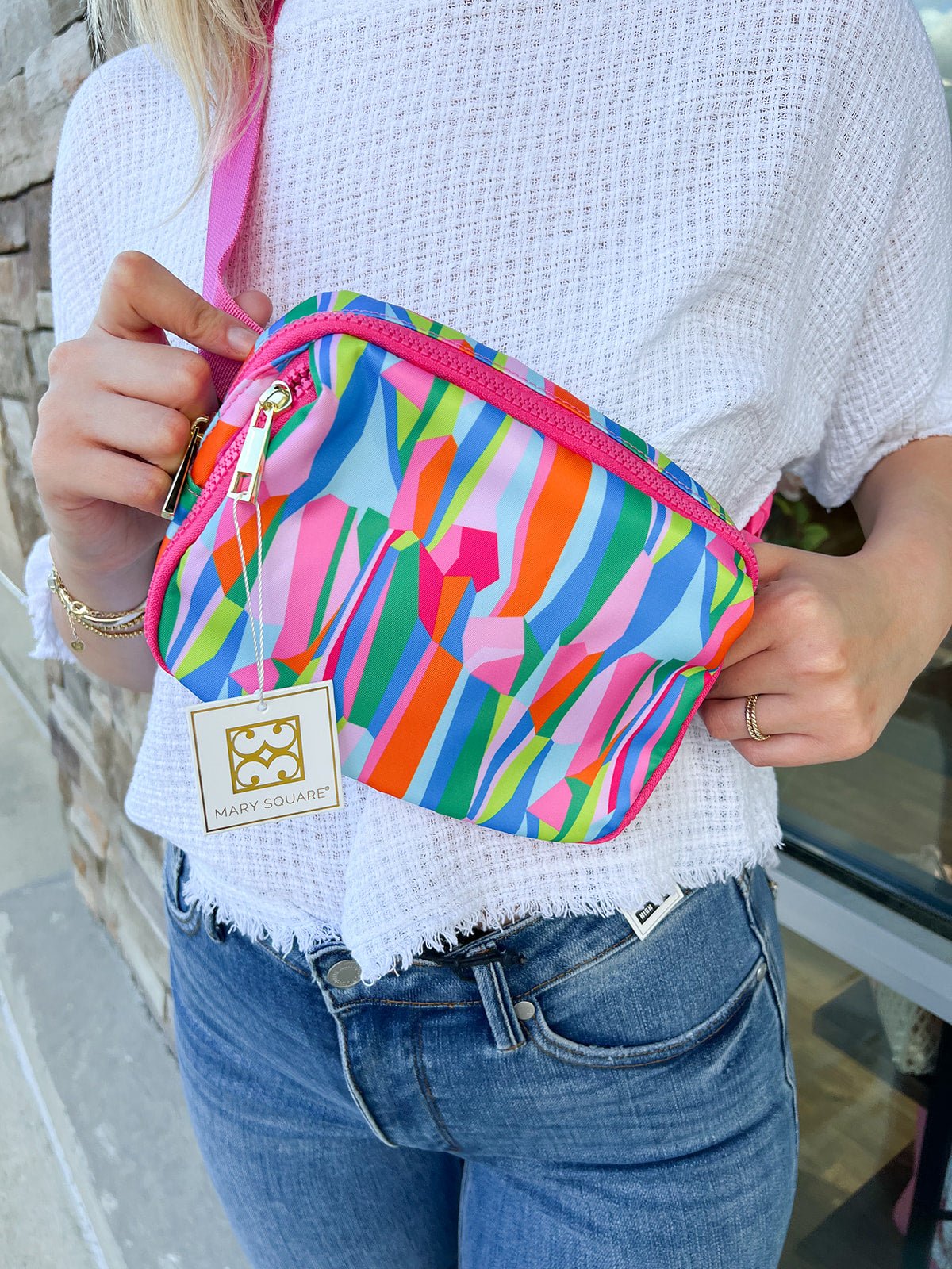 {FINAL SALE} Mary Square Sea Glass Crossbody Bag - The Pink Pineapple 850