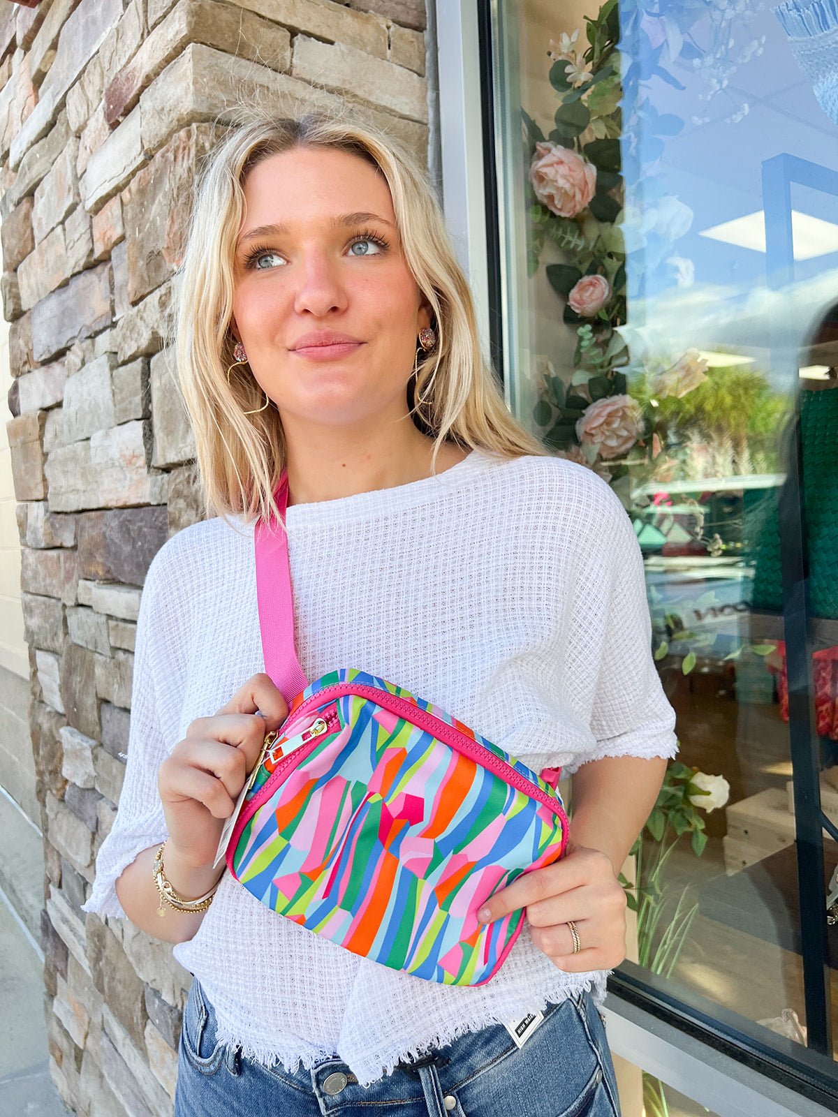 {FINAL SALE} Mary Square Sea Glass Crossbody Bag - The Pink Pineapple 850