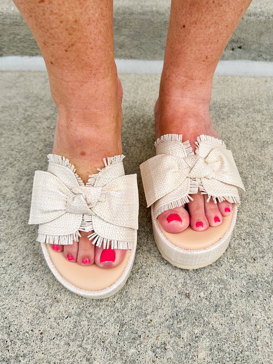 {FINAL SALE} [Matisse] Sunda Raffia Bow Sandals - The Pink Pineapple 850