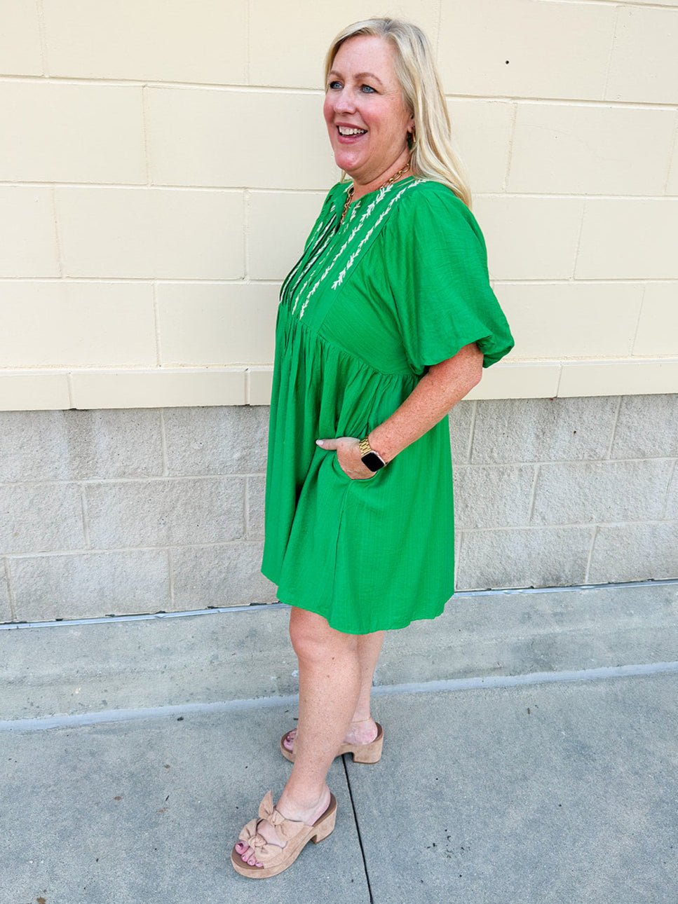 {FINAL SALE} Meadow Charm Embroidered Babydoll Dress - The Pink Pineapple 850