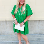 {FINAL SALE} Meadow Charm Embroidered Babydoll Dress - The Pink Pineapple 850