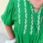 {FINAL SALE} Meadow Charm Embroidered Babydoll Dress - The Pink Pineapple 850