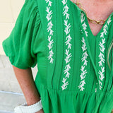 {FINAL SALE} Meadow Charm Embroidered Babydoll Dress - The Pink Pineapple 850