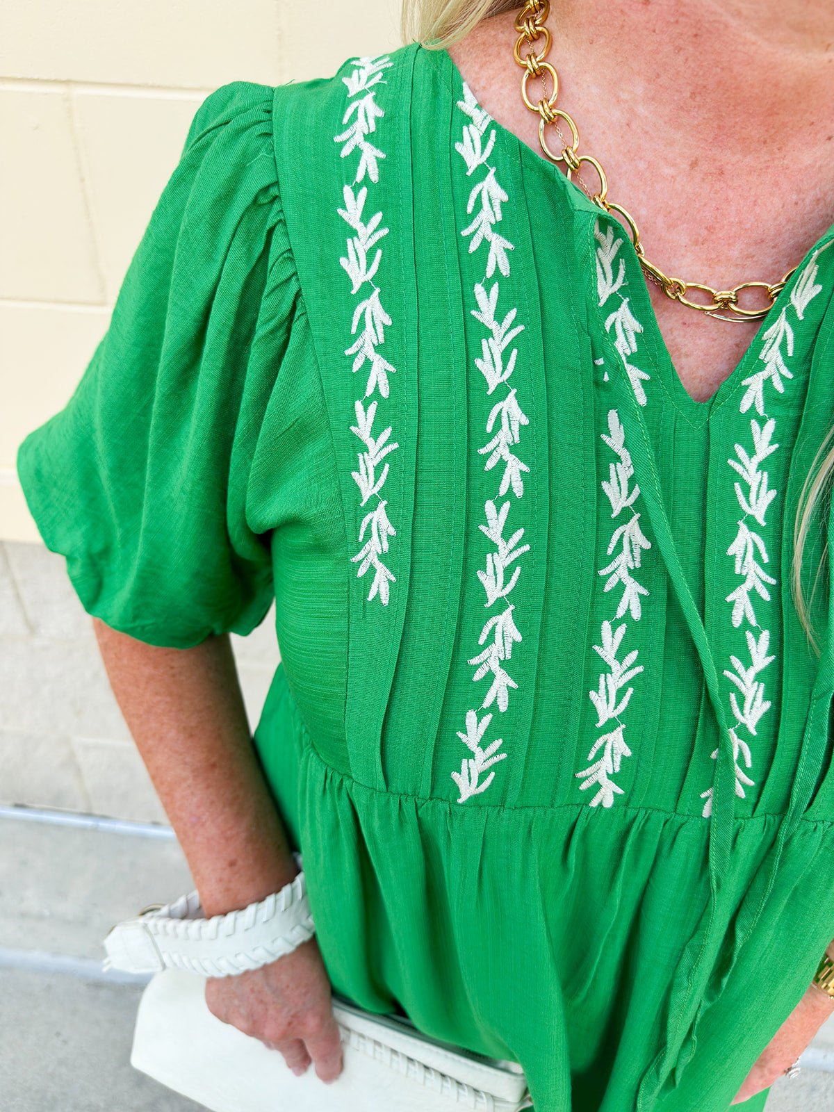 {FINAL SALE} Meadow Charm Embroidered Babydoll Dress - The Pink Pineapple 850