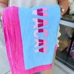 {FINAL SALE} Mudpie Vacay Blue Beach Towel - The Pink Pineapple 850