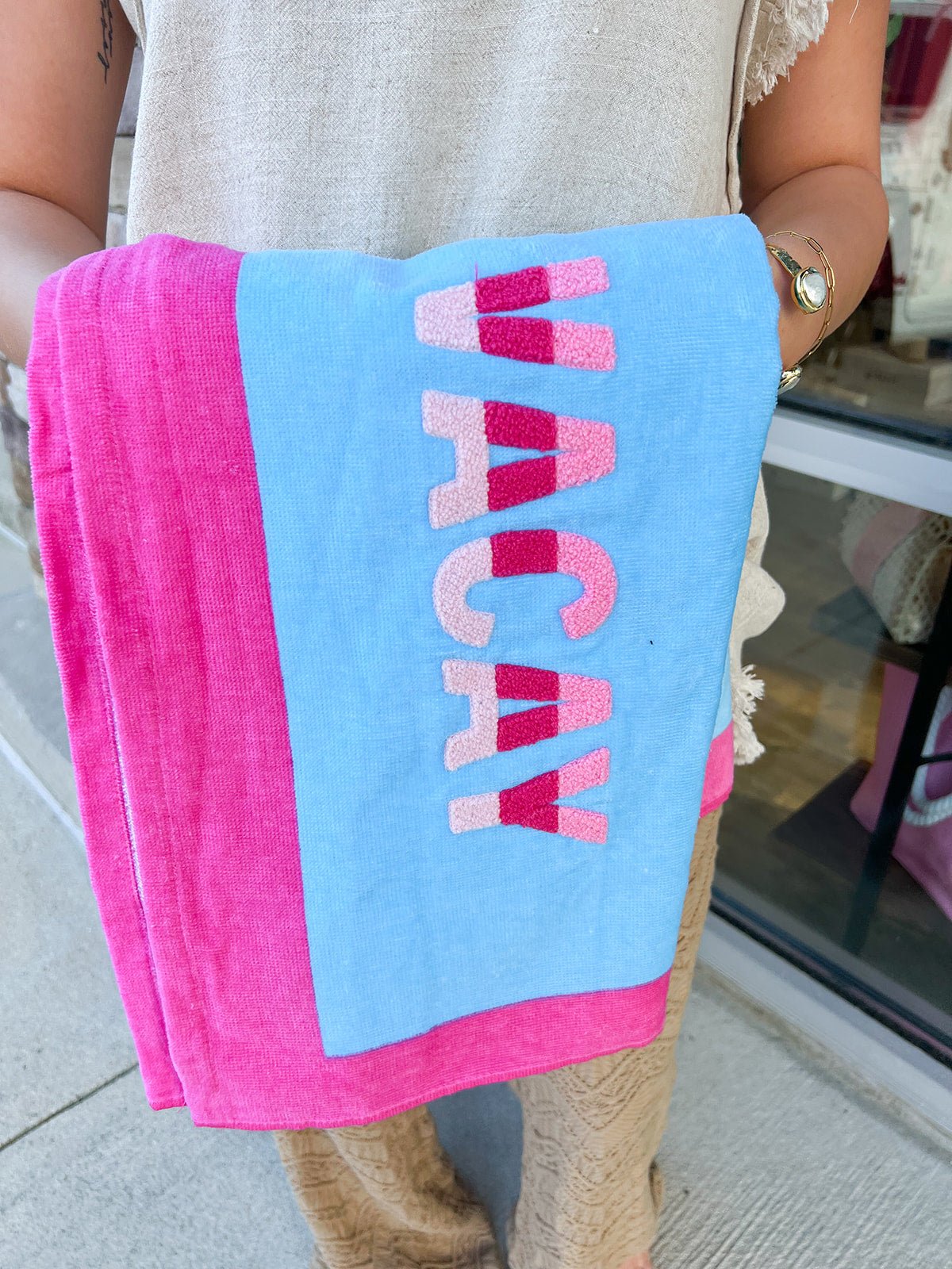 {FINAL SALE} Mudpie Vacay Blue Beach Towel - The Pink Pineapple 850