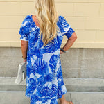 {FINAL SALE} Palm Paradise Square Neck Midi Dress - The Pink Pineapple 850
