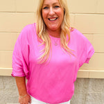 {FINAL SALE} Pink Lemonade Dolman Sleeve Top - The Pink Pineapple 850
