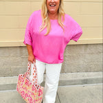 {FINAL SALE} Pink Lemonade Dolman Sleeve Top - The Pink Pineapple 850