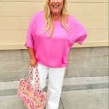 {FINAL SALE} Pink Lemonade Dolman Sleeve Top - The Pink Pineapple 850