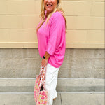 {FINAL SALE} Pink Lemonade Dolman Sleeve Top - The Pink Pineapple 850