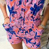 {FINAL SALE} Resort Chic Floral Poplin Romper - The Pink Pineapple 850