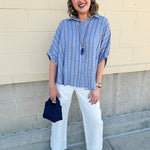 {FINAL SALE} Seabreeze Stripe Gauze Blouse in Blue - The Pink Pineapple 850