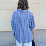 {FINAL SALE} Seabreeze Stripe Gauze Blouse in Blue - The Pink Pineapple 850