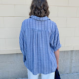 {FINAL SALE} Seabreeze Stripe Gauze Blouse in Blue - The Pink Pineapple 850