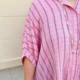 {FINAL SALE} Seabreeze Stripe Gauze Blouse in Pink - The Pink Pineapple 850