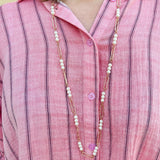 {FINAL SALE} Seabreeze Stripe Gauze Blouse in Pink - The Pink Pineapple 850