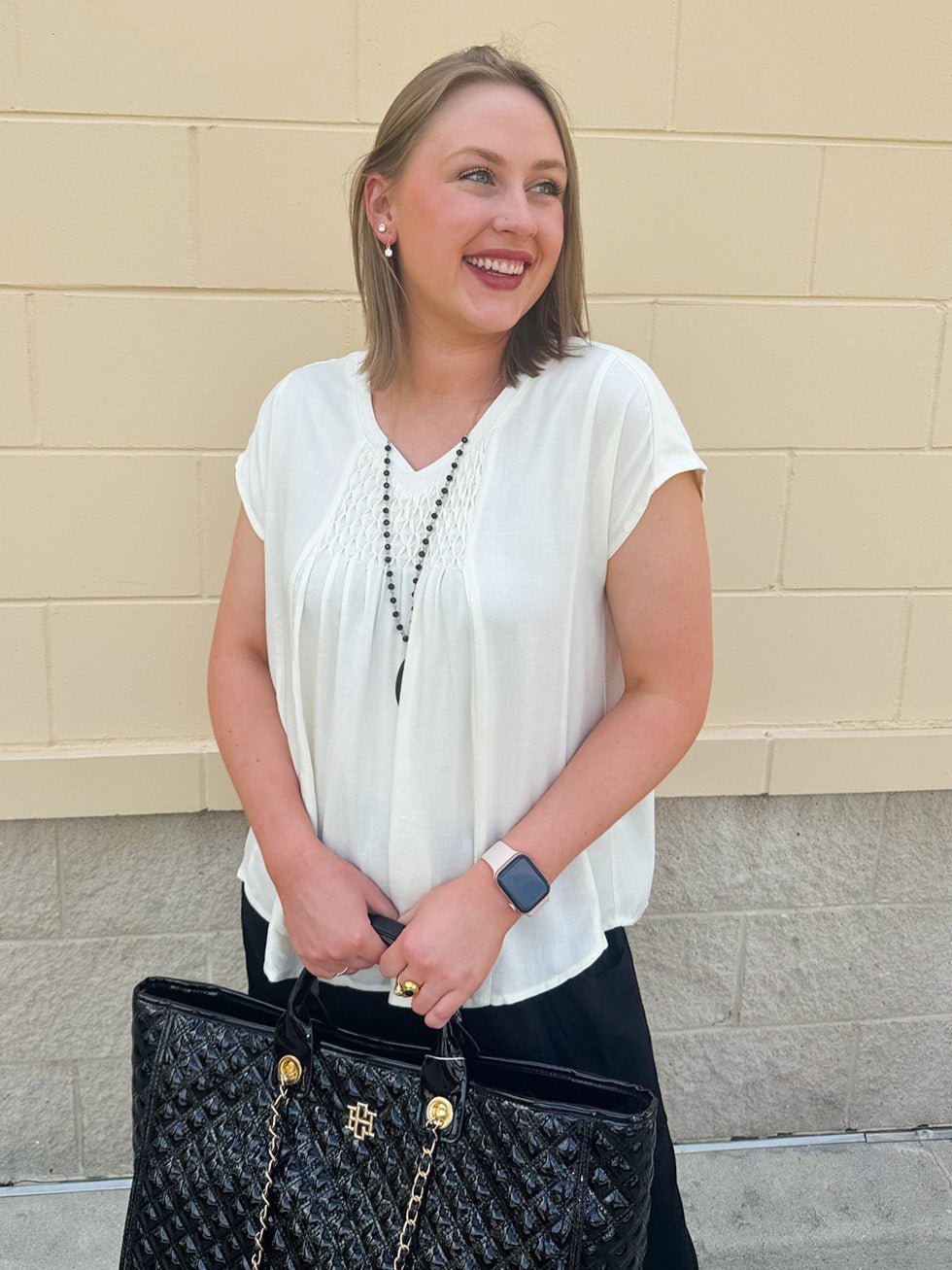 {FINAL SALE} Seashell Whisper Smocked Top - The Pink Pineapple 850